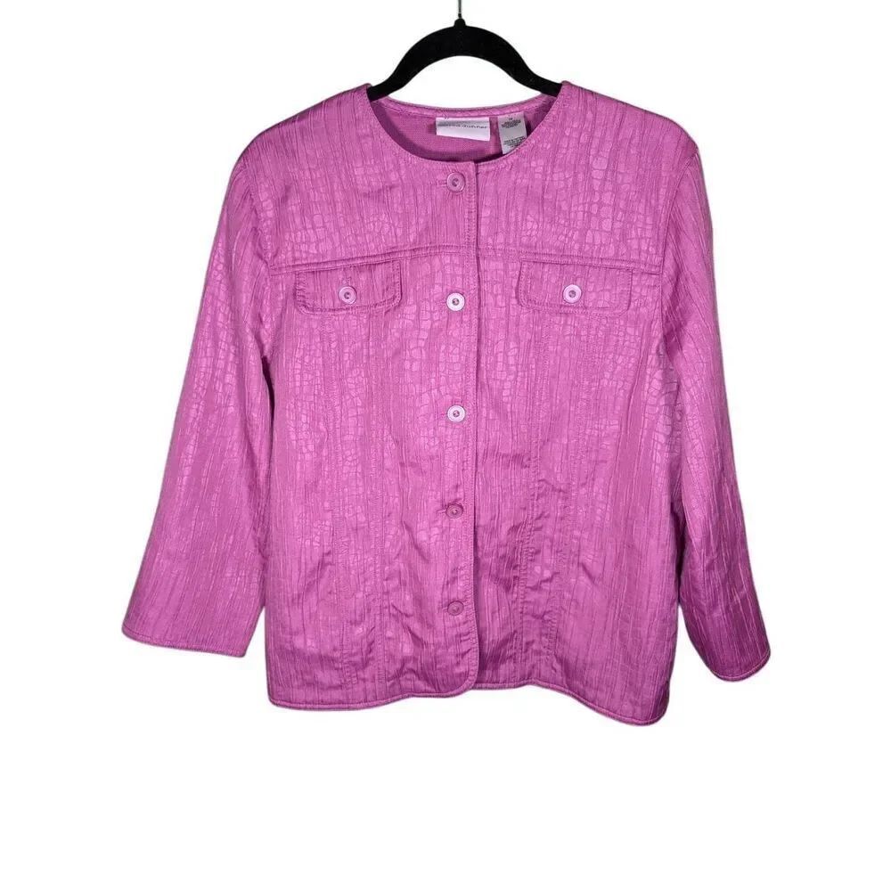 NWT Alfred Dunner Jacket Pink Long Sleeve Blazer Women's Size 12